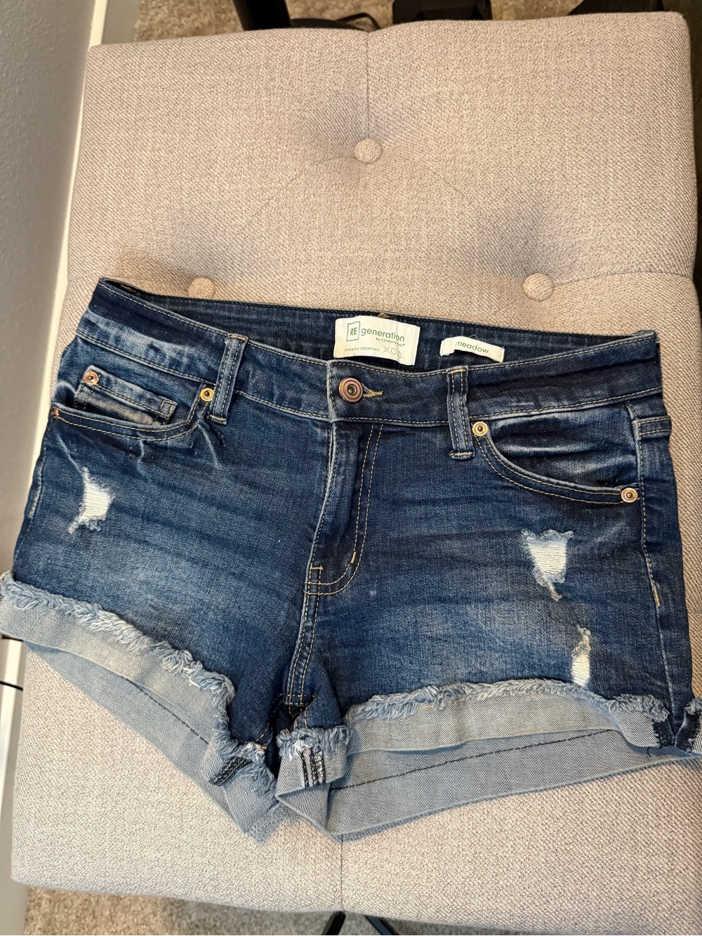 Celebrity Pink Dark Blue Distressed Denim Shorts